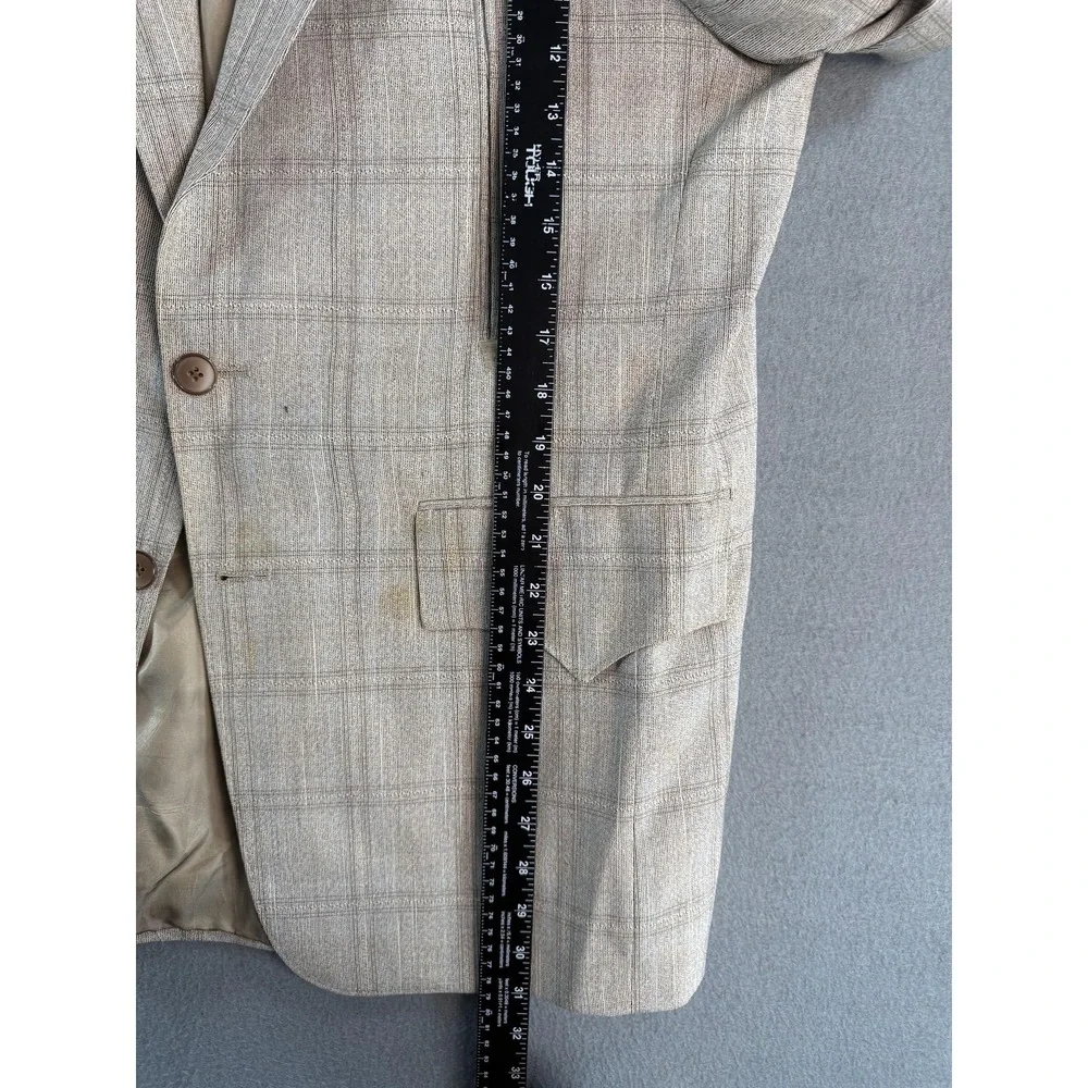 Vintage H Bar C Ranchwear Sport Coat Mens 42R Beige Plaid Western Jacket USA